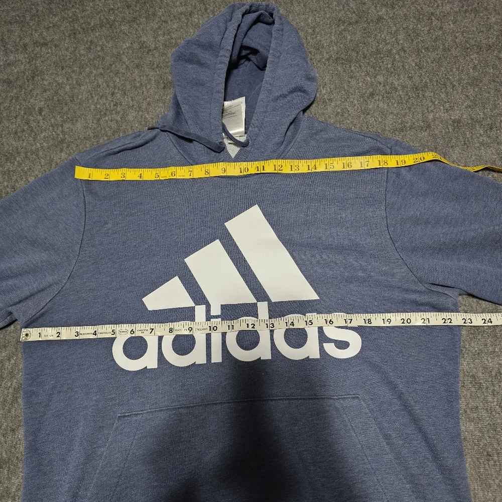 Adidas Big Logo Heather Blue Pullover Hoodie Large